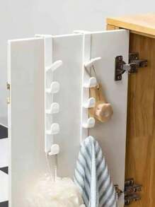 2pcs/1pc Multi-Functional Over-The-Door Hook Rack, White Hat Holder, Suitable For Home Decor, Holiday Decor, Room Decor, Bedroom Decor, Dresses, Pants, Shoes, Jeans, Boots, Skirts, Can Be Used For Bedroom Storage, Organization, Home Storage, Can Hang White T-Shirts, Black Pants, Women's Winter Clothes, Dresses, 5 Hooks, Vertical Door-Mounted Hooks, Can Be Used To Hang Coats, Hats, Bathrobes, Bags, Towels - Multicolor - View 8