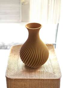 1 件现代简约棕色条纹塑料花瓶，用于蒲苇人造花球形家居装饰房间装饰餐桌中心装饰花瓶，适用于客厅婚礼派对复活节装饰 - 彩色 - 查看 4
