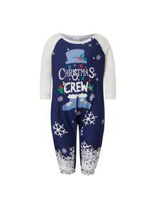 Family Christmas Pajamas Matching Sets Snowman Snowflakes Pattern Christmas Family Matching Outfits - 藍色 - 查看 8