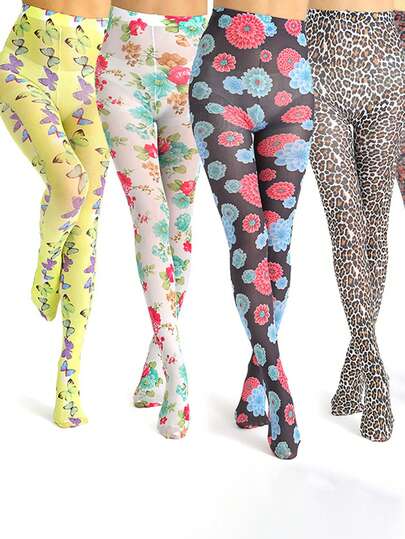 1pc Women's Thin Butterfly & Ditsy Floral Pantyhose, Multifunctional Fashion Leg Decor, Eye-Catching Design, Casual & Comfortable, Stockings, Essential For Fashion Lovers, Suitable For Daily Wear, Parties, Performances, Gifts