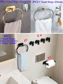 1/3/6 Giá treo khăn tắm phòng tắm, Giá treo khăn dính, Giá treo khăn bằng thép không gỉ, Vòng treo khăn, Giá treo khăn tắm, Thanh treo khăn, Giá treo khăn treo tường, Thanh treo khăn cho phòng tắm, Vòng treo khăn tay, Giá treo khăn, Phụ kiện phòng tắm, Đồ sắp xếp phòng tắm, Giá treo khăn lau bát đĩa màu đen mờ không cần khoan, Móc treo khăn rửa mặt, Đồ sắp xếp đồ dùng phòng tắm, Phụ kiện phần cứng, Bạc vàng, Chống thấm nước, Trang trí phòng tắm, Đồ sắp xếp nhà bếp, Đồ dùng phòng tắm - Nhiều màu - Xem 11