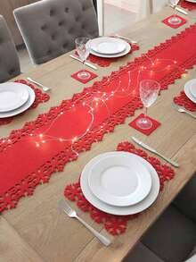 12 piezas Manteles individuales con diseño de copos de nieve, posavasos con copos de nieve, manteles individuales rojos para tazas de vino, té y café, en caja de regalo para decoración de fiesta de Navidad, invierno y días festivos. Manteles individuales y posavasos de fieltro verde y rojo para decoración de mesa de cena de fiesta de Navidad, boda de invierno y días festivos. - Multicolor - Ver 8
