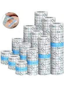 1卷自粘防水游泳绷带，透明纹身遮盖胶带，淋浴防护第二层皮肤胶带，防水防摩擦 - 透明 - 查看 2