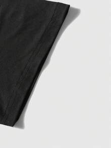 男士二合一长袖T恤，轻薄叠穿设计，短款下摆，春夏轻盈透气，饰有圣母玛利亚十字架图案，时尚休闲日常街头风，送礼佳品 - 黑與白 - 查看 5