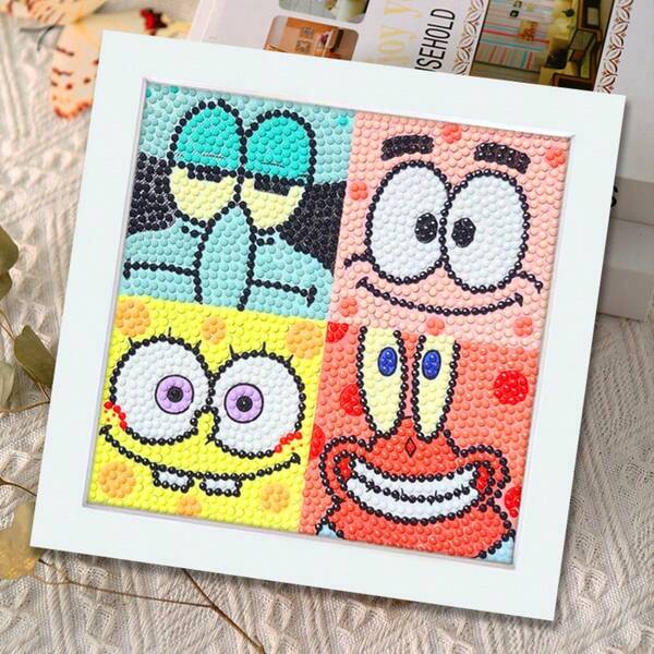 SPONGEBOB 1pc SpongeBob SquarePants Diamond Painting Full Of Diamonds With Frame Handmade DIY Diamond Painting Very Suitable For Festivals, Fans, Schools, And Gift Giving,School Supplies,Back Back To School Supplies Halloween Gift Supplies Christmas Gifts