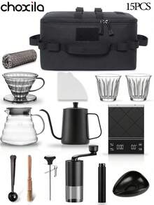 choxila 5/7/15pcs Coffee Tools Set, Includes Coffee Bags, V02 Coffee Maker, Pour Over Coffee Set, Drip Coffee Set, V02 Drip Coffee Kit.