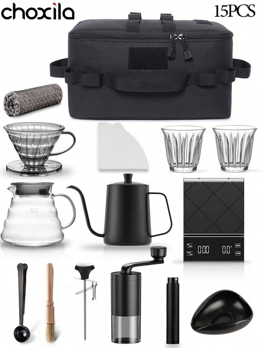choxila 5/7/15pcs Coffee Tools Set, Includes Coffee Bags, V02 Coffee Maker, Pour Over Coffee Set, Drip Coffee Set, V02 Drip Coffee Kit.