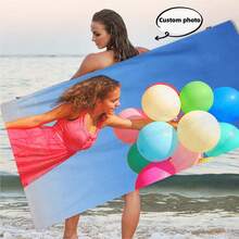 1pc Customized Photo Soft Polyester Blend Beach Towel - Personalized Bath/Pool Towel, Perfect Holiday Gift, Modern Fantasy Design - Multicolor - View 10