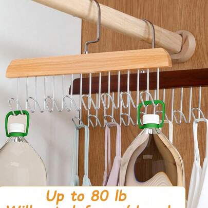 3pcs Multifunctional Wooden Hanger, 8 Hooks, 360° Rotation, Space Saving, Can Hang Bras, Shirts, Underwear, Vests, Hats, Ties, Straps And Other Clothing. Seamless Hanger, Suitable For Back To School, Study Supplies, Also A Perfect Gift For Birthday, Anniversary, Valentine's Day, Christmas, Halloween, Teacher's Day, Graduation Ceremony, Back To School, Thanksgiving And Other Occasions.