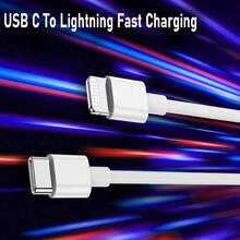 30W PD USB C 转 Lightning 3.3 英尺/6.6 英尺快速充电线，兼容 Apple 14/13/12/11/XR/Xs Max/8/7 Plus/SE/iPod 充电器配件 Nan MFi 认证 - 白色 - 查看 5