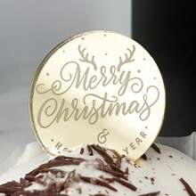 5/10/20 Peças Toppers Acrílicos Dourados para Cupcake de Natal para Decoração de Bolo de Festa de Natal - Multicolorido - Visão 5