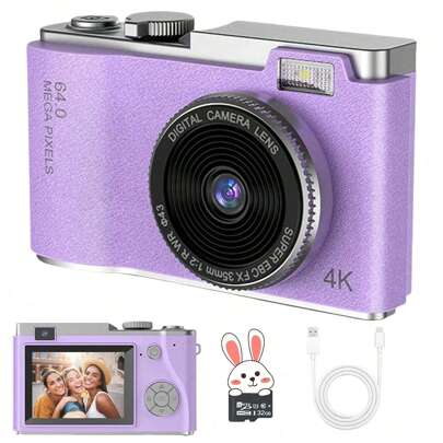 Digitalkamera, Autofokus 48MP 4K Kamera 16x Digitalzoom, kompakte Digitalkamera für Teens und Erwachsene Einsteiger, kompakte Kamera unterstützt Videoaufnahme/Fotografie/Selfie - geeignet für Kinder und Anfänger