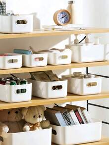 10 piezas Cajas de almacenamiento de escritorio blancas, organizadores de cajones, cestas de almacenamiento para uso doméstico, ropa interior, calcetines, cosméticos, cajas de almacenamiento de oficina de gran tamaño - Multicolor - Ver 8