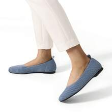 Women's Slip On Square Toe Ballet Arch Support Stylish Casual Comfortable Washable Working Walking Flats Shoes - 藍色 - 查看 6