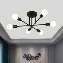Lampu Plafon Bercabang Multi-Kepala Gaya Nordik untuk Ruang Tamu, Kamar Tidur, Ruang Makan, Penerangan Rumah, Gaya Amerika, Tidak Termasuk Bohlam Lampu - Hitam - View 5