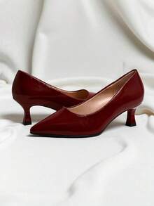 Fashionable & Comfortable High-End Plus Size Pointed Toe High Heel Shoes For Women - Burgundy - View 3