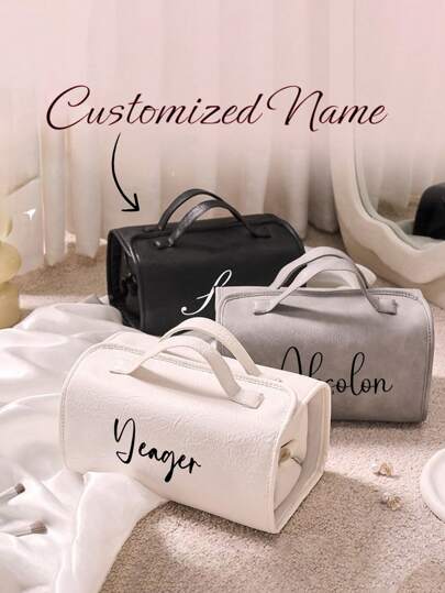 (Customized Text) Toilet And Makeup Large Capacity Portable Makeup Bag Travel Waterproof Four In One Detachable Packaging Storage Bag