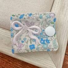 1 件碎花印花绗缝数据线收纳夹，花卉刺绣蝴蝶结，数据线分类夹，耳机线整理器套装家居收纳旅行收纳多功能收纳，适合女性、女孩旅行必需品、邮轮必需品、宿舍必需品、生日礼物、伴娘礼物、妈妈礼物、教师礼物、情人节礼物 - 彩色 - 查看 16