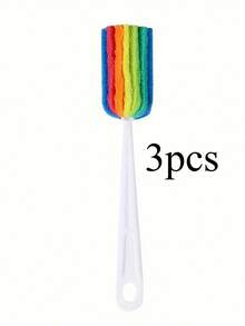 2pcs Long Handle Cup Brush, Rainbow Color Cleaning Brush Pot, Home Use Cup Cleaner, Bottle Brush - Multicolor - View 11
