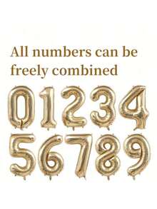 32/40 Inch Gold Number Helium Foil Balloons For Birthday Anniversary Party Decor, Gold Birthday Number Balloons For Adult & Kids Party, Photo Backdrop Decoration - Gold - View 3
