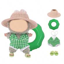 [Clothing Only] 17cm Fabric For Bikini, Doll Clothes, Summer Polka Dot Swimwear, Green Laabubu Doll Dress - Multicolor - View 10