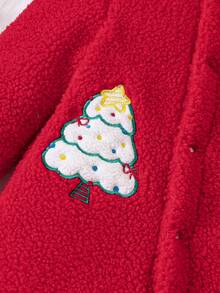 Weihnachtsstil Baby Herbst/Winter Kapuzen-Fleece-Jumpsuit mit Schal, niedlich & bequem, geeignet für Feiertagspartys, sinnvolles Geschenk für Baby Jungen oder -mädchen