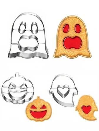 3 st 3D Halloween-kakformar - Spök- och pumpakaksformar, diskmaskinsbara minikakformar, lämpliga för gör-det-själv-bakning och Halloween-temafester