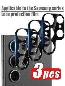 3 paquetes de protector de lente de cámara compatible con Samsung Galaxy S25 Ultra S25 S25 PLUS, cobertura completa resistente a arañazos de vidrio templado 9H para Galaxy S24 Ultra S24 S24 PLUS S23 S23 PLUS, protector de pantalla de cámara para estuches de teléfono, aplicable a protección diaria, oficina, hogar, cubierta de cámara de teléfono a prueba de agua, a prueba de golpes, resistente a arañazos