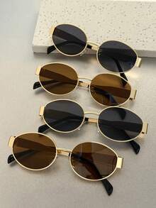 1/4件装金属几何全框经典时尚眼镜，适合返校、音乐节、海滩派对、钓鱼、驾驶、高尔夫等场合。 - 彩色 - 查看 7