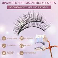 SIMER Magnetic Eyelashes With Eyeliner 10 Pairs False Lashes 5 Types Mink Lashes Natural Look Cat Eye Lash Extension N Strip Lashes Reusable(8 Black + 2 Colored) - Delicate - 查看 2
