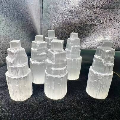 Torre de cristal de selenio natural, equilibra la energía espiritual, decoración para escenas, mesa, adornos de cristal, decoración del hogar, artículos de brujería, rellenos de calcetines navideños, regalos decorativos de Año Nuevo