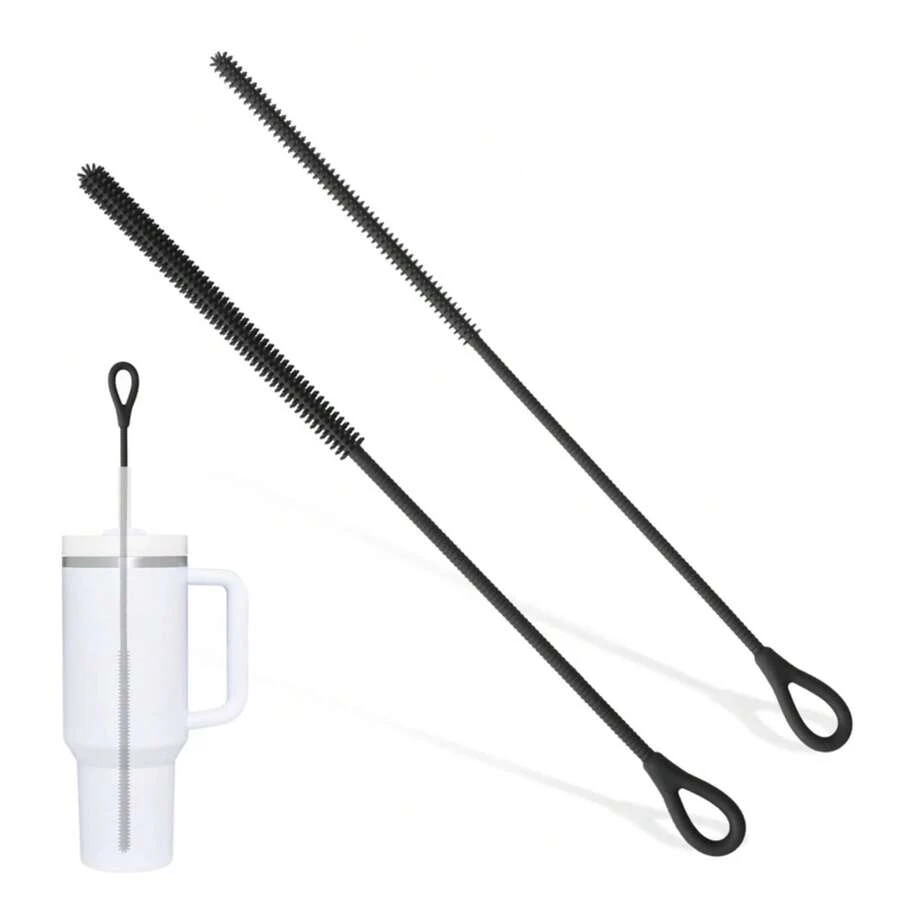 Cepillos de paja de silicona de 6mm y 9mm, pajitas reutilizables, cepillo de limpieza profunda, largo, cepillo para chupete para limpiar vidrio, 2 uds. JLQX - Rosa - Ver 1