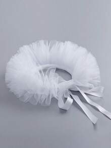 1pc Exaggerated Puff Ruffled Detachable Mesh Fake Collar For Women