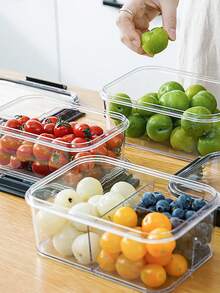 3 件/1 件冰箱食品储存容器、午餐盒、透明水果蔬菜收纳盒、厨房隔间容器，可重复使用且易于清洁 - 彩色 - 查看 7