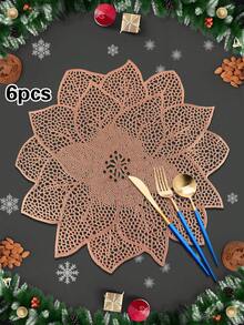 1/4/6 قطعة من أطباق الطاولة المزينة بنبات الذهبي من البي في سي، عازلة للحرارة ومانعة للانزلاق، مناسبة لديكور فنادق ومطاعم ، وحفلات الزفاف وعيد الحب والاحتفالات العطلات والنزهات وحفلات أعياد الميلاد