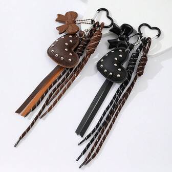 Personalized Rivet Leather Heart-Shaped Bag Charm Freely Combinable Bag Accessory Fall