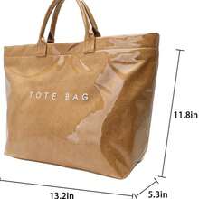 Stylish PVC Tote Purse For Women - Classy Handbag, Elevate Your Outfit With This Fashion Bag - Màu Khaki - Xem 3