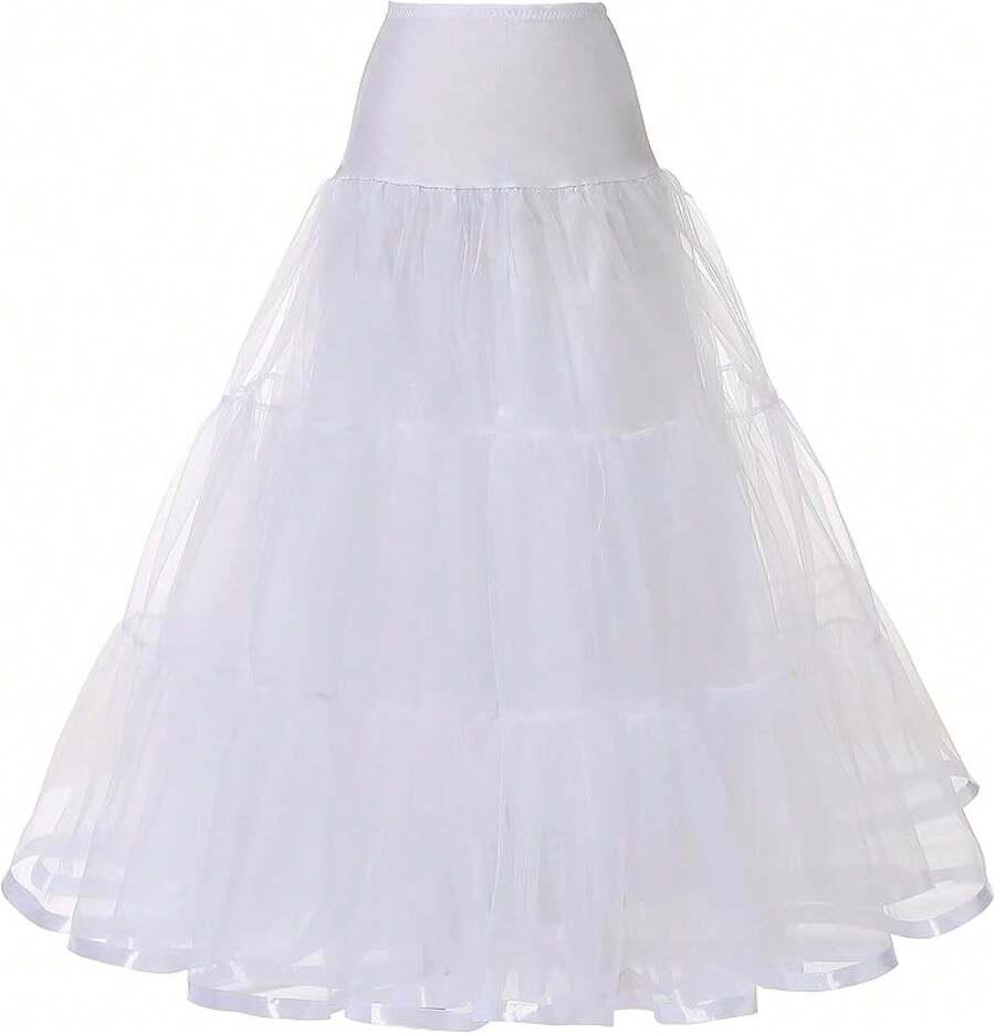 Plus Size Ankle Length Petticoat Crinoline Underskirt For Weddings - 白色 - 查看 1