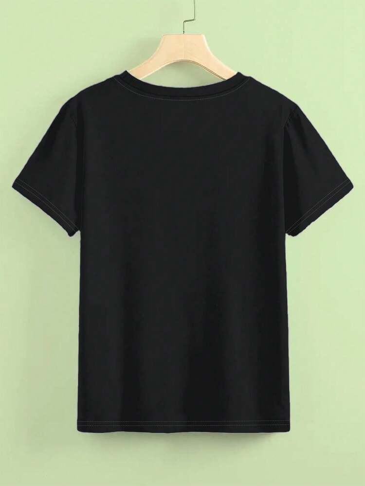 Plus-Size Women'S Printed T-Shirt - Black - View 2