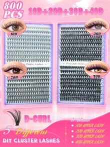 800 Stück Cluster Wimpern Set - 10D, 20D, 30D, 40D D - Locken DIY Einzelwimpern mit 8 - 16mm Länge für natürliche bis dramatische Augenblicke, perfekt für Wimpernverlängerung & Make-up zu Hause