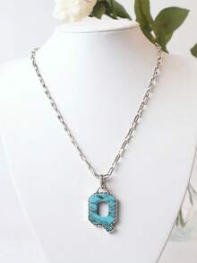 1pc Western Country Style Vintage Textured CCB Multicolor Leopard Print Black & White Plaid 26 Letter Minimalist Pendant Necklace, Sweater Chain