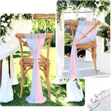 8pcs Blue Chiffon Sashes & 8pcs Pink Chiffon Sashes, Wedding Chair Covers And Aisle Decor, Suitable For Weddings, Ceremonies, Parties, Events, Banquets, Balls - Multicolor - View 8