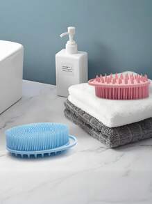 1 件 2 件升级版 2 合 1 沐浴和洗发身体刷，硅胶去角质身体磨砂膏，用于淋浴，优质硅胶丝瓜络，头部磨砂膏，头皮按摩器，易于清洁健康硅胶，柔软不伤皮肤，刷毛 Q 弹性细腻，足够坚韧，坚固