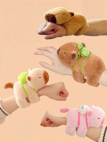 Soft Plush Capybara Wrist Strap Doll - A Fluffy Brown Capybara Plush Doll With A Smiling Face, Made Of Polyester Fiber. It Can Be Interactively Hugged And Clapped. It Is The Perfect Choice For Birthday, Christmas, Valentine's Day Gifts And Party Favors.
