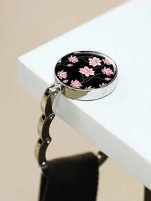 1pc Vintage Floral Desktop Hanging Purse Hook - Foldable Wallet Hanger With Secure Metal Clip, Portable Restaurant, Bar, Home Decor Table Bag Holder - Unique Gift For Women