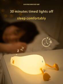 GLOOPRO Sleeping Duck Night Light, Silicone Touch Sensor USB Rechargeable Dimmable Lamp With Timer Function, Home Decor Desk Lamp For Bedroom, Office, Halloween, Thanksgiving, Christmas, Birthday Gifts