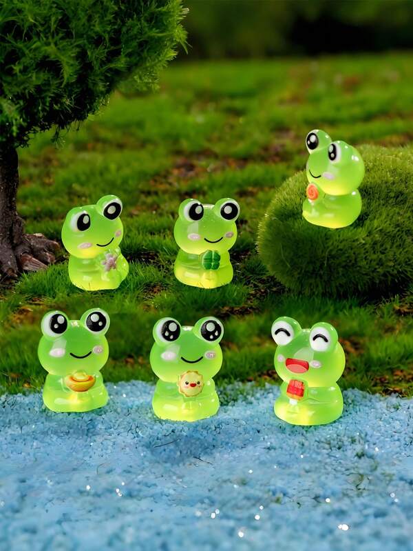 10/20 piezas Figuras luminosas de ranas de resina, ranas sonrientes de ojos grandes que brillan en la oscuridad, pequeñas para decoración de jardín de hadas DIY, contenedor de vidrio, decoración de plantas en maceta, manualidades de paisaje micro, decoración de jardín, accesorios para el interior del automóvil, fiesta, regalo de cumpleaños perfecto (estilo aleatorio)