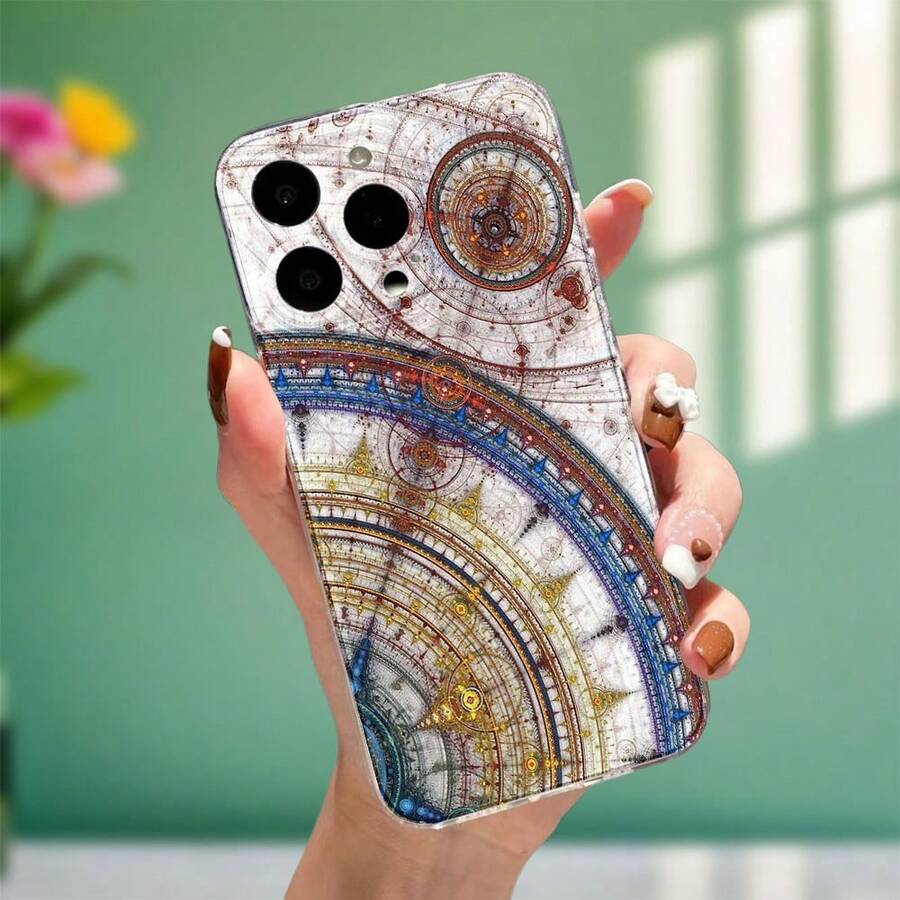 Funda de teléfono con patrón de arte creativo de moda, serie de viajero compatible con iPhone 14 Pro Max, 15 Pro, 16, 13, 14, 15, 12, 11 Plus, Pro, Max, Mini, resistente a golpes y desgaste, funda de TPU suave antiamarillamiento - Multicolor - Ver 1