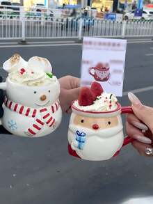 1个红围巾雪人马克杯/1个雪人勺，可爱Ins红围巾雪人釉面陶瓷小杯马克杯，可爱雪人咖啡搅拌勺，适用于餐厅、客厅、咖啡厅、聚会 - 彩色 - 查看 10