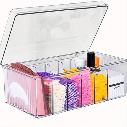 Transparent Portable Eyelash Extensions And Storage Box With Lid - For Technicians, Ideal For Beauty Products, Makeup Organizer